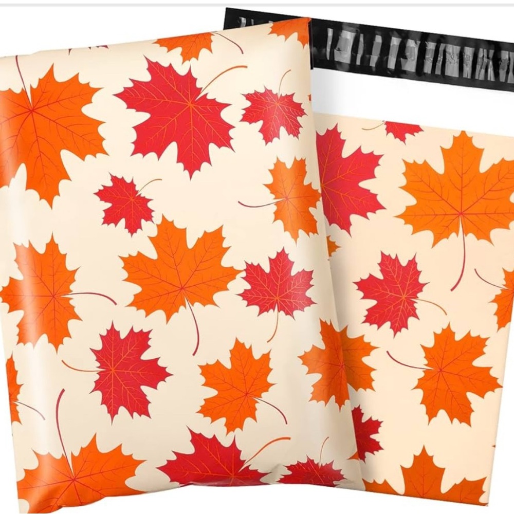 SHIPPING SET!! 100 LEAF PRINT ORANGE Poly 10x13 Sealable Shipping Bags ^NEW*